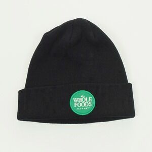 Whole Foods Market Cap Knit Beanie Hat OSFM One Size Black Employee Uniform